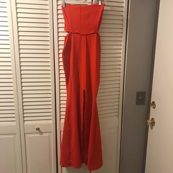 1 left! NWT formal corset strapless gown with slit - Picture 5 of 8